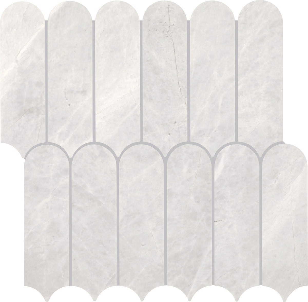 Daltile Eclessia Marble Cristallo Elongated Fan Polished Mosaic Natural Stone Tile