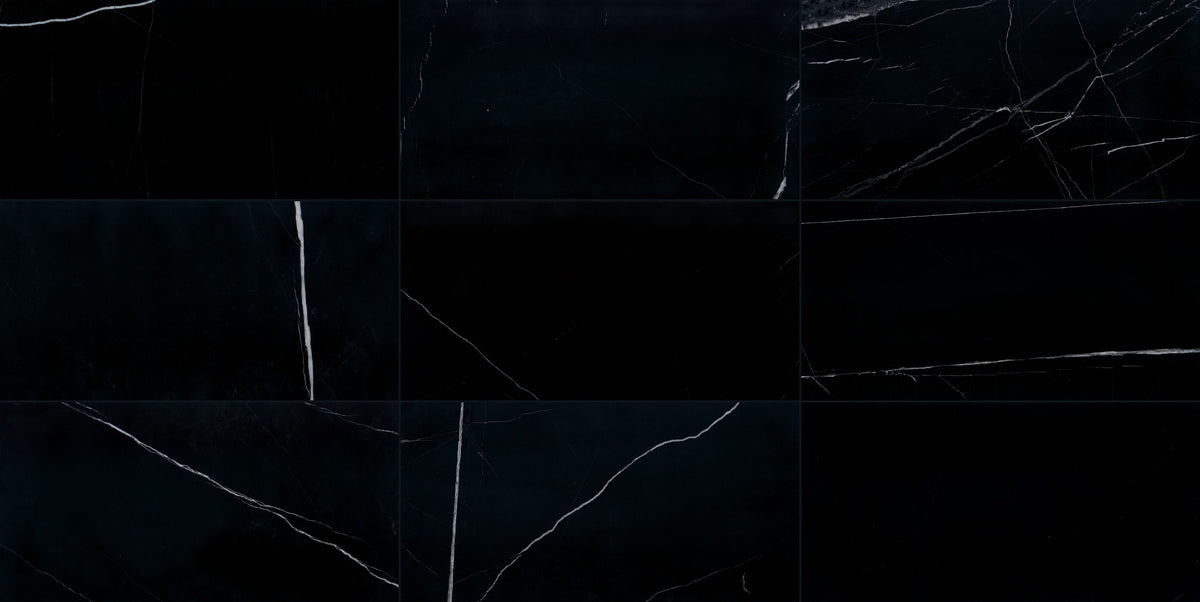 Daltile Pietra Divina Nero Marquina Rectangle 12x24 Polished Stone Tile