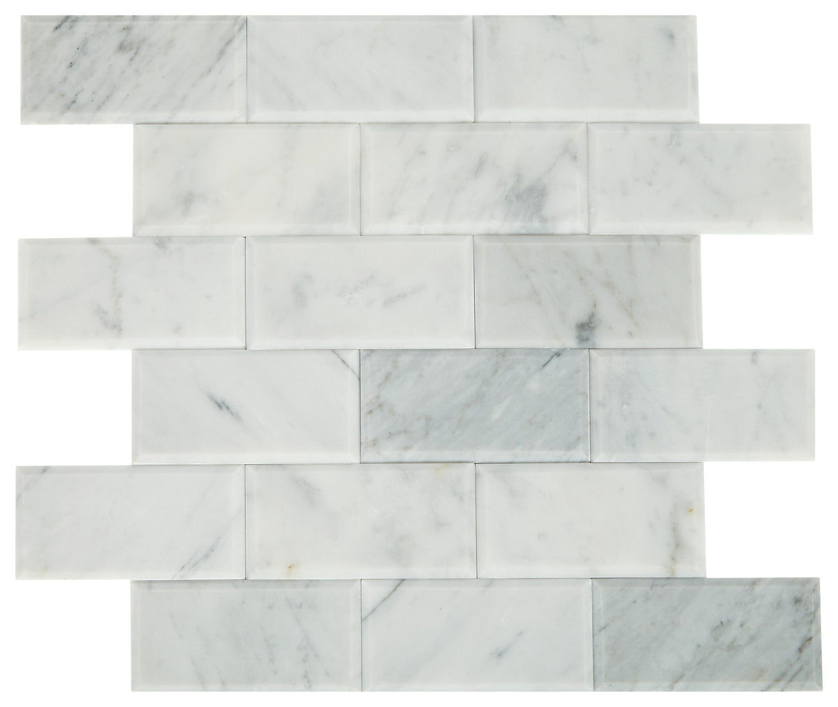 Daltile SimplyStick Mosaix Carrara White Brick Joint 2x4 Bevel Polished Mosaic Natural Stone Tile