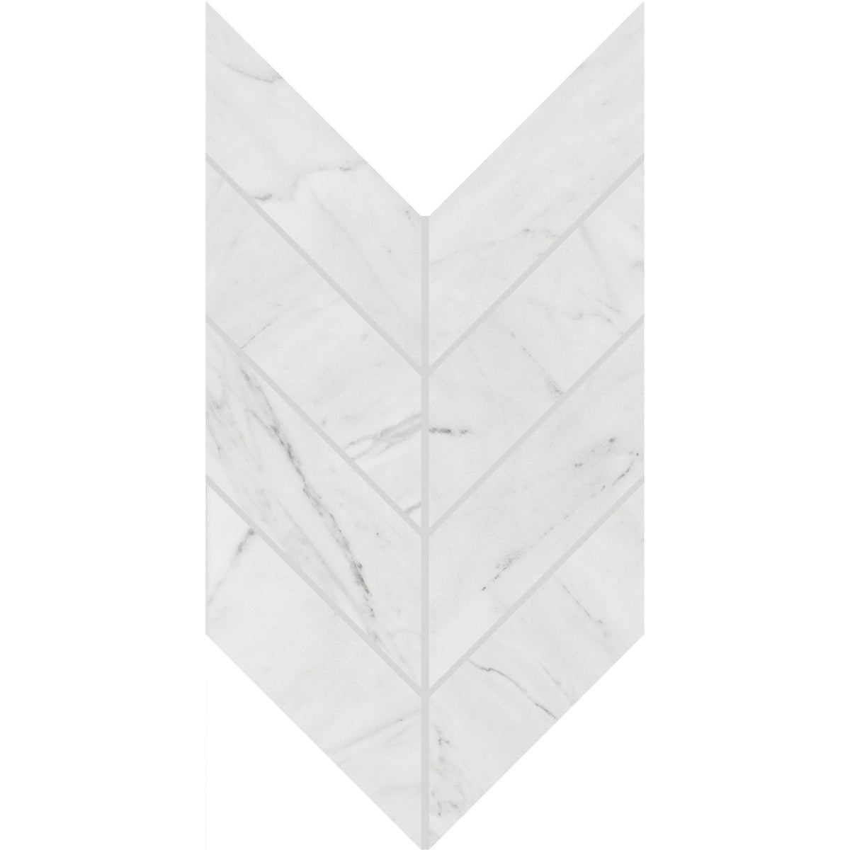 Daltile Marble Attache Lavish Diamond Carrara Chevron 2x5 Polished Mosaic Tile