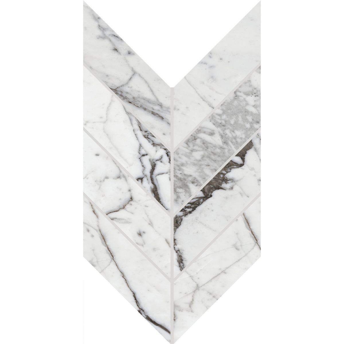 Daltile Marble Attache Lavish Pearl Arabesque Chevron 2x5 Polished Mosaic Tile
