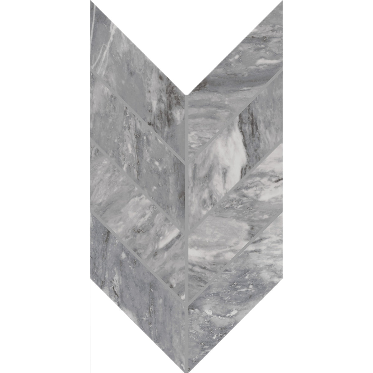 Daltile Marble Attache Lavish Stellar Grey Chevron 2x5 Polished Mosaic Tile