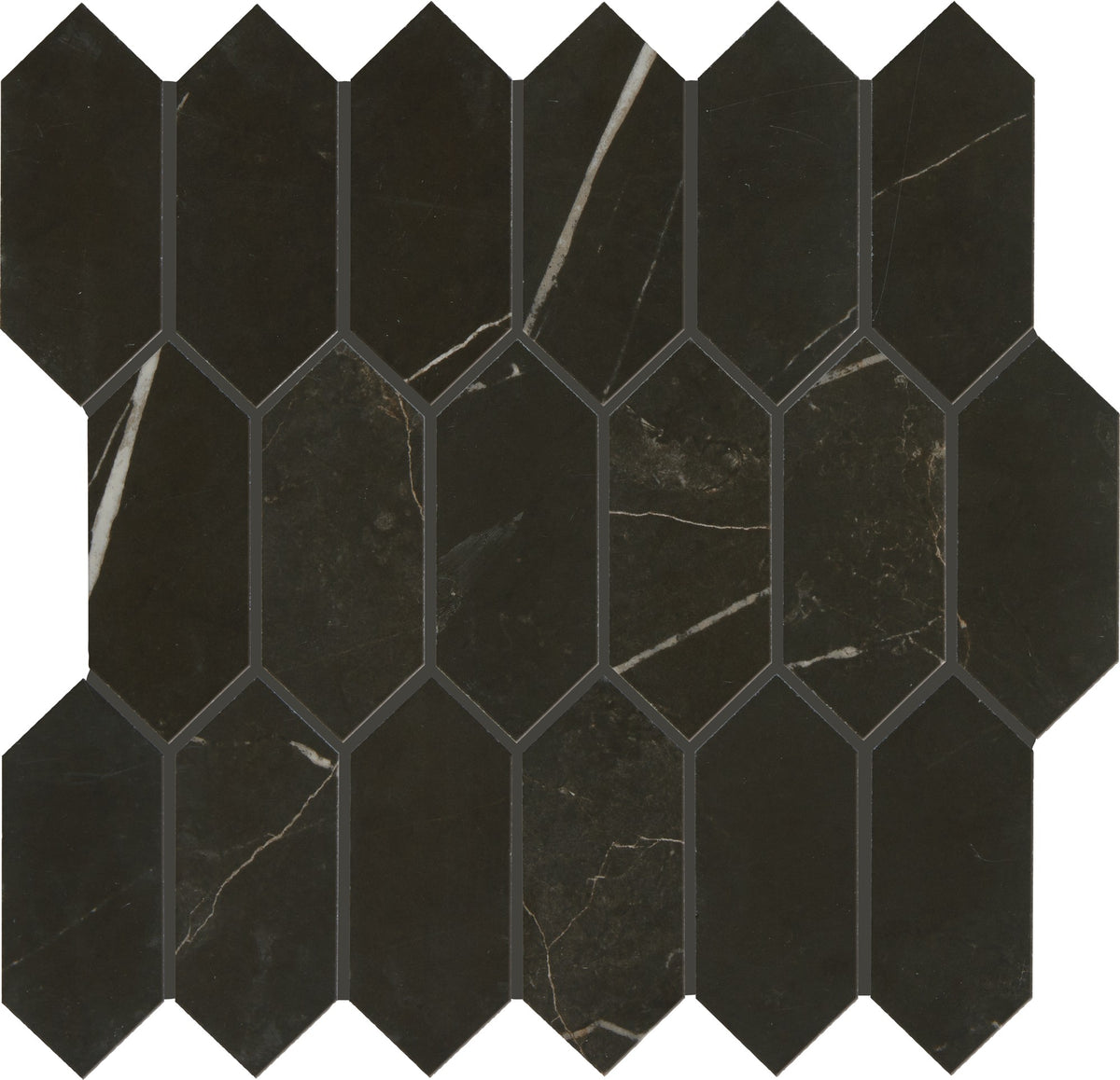 Daltile Marble Attache Nero Linear Hexagon 2x5 Matte Mosaic Tile