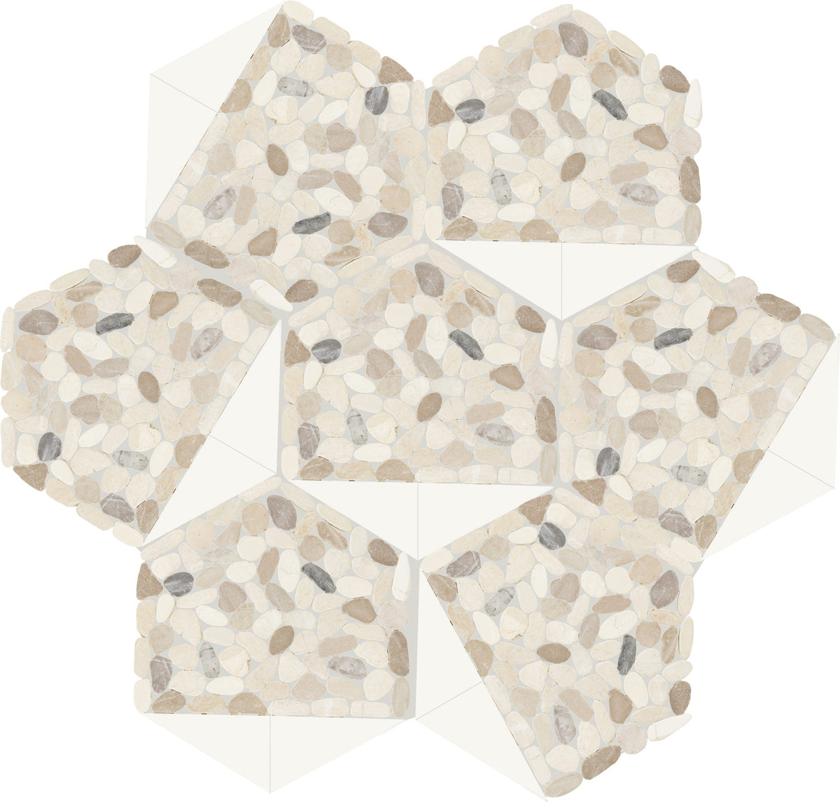 Daltile Pebble Oasis Seashell Tri-Hex Pebble Tumbled Mosaic Natural Stone Tile