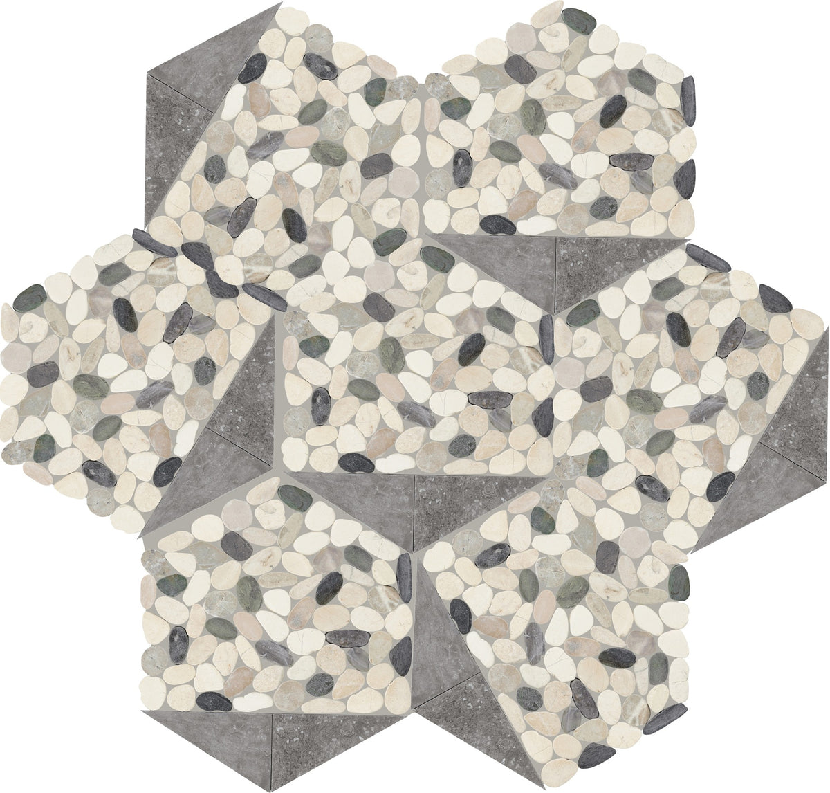Daltile Pebble Oasis Harbor Tri-Hex Pebble Tumbled Mosaic Natural Stone Tile