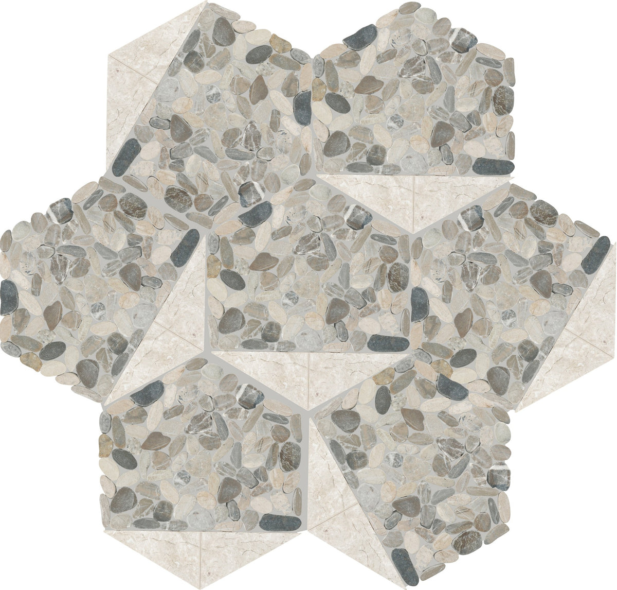 Daltile Pebble Oasis Coal Tri-Hex Pebble Tumbled Mosaic Natural Stone Tile