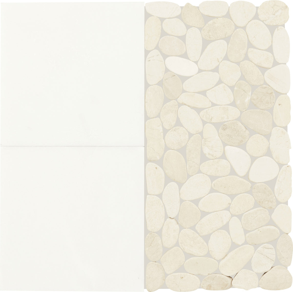 Daltile Pebble Oasis Icicle Art Deco Pebble Honed Mosaic Natural Stone Tile
