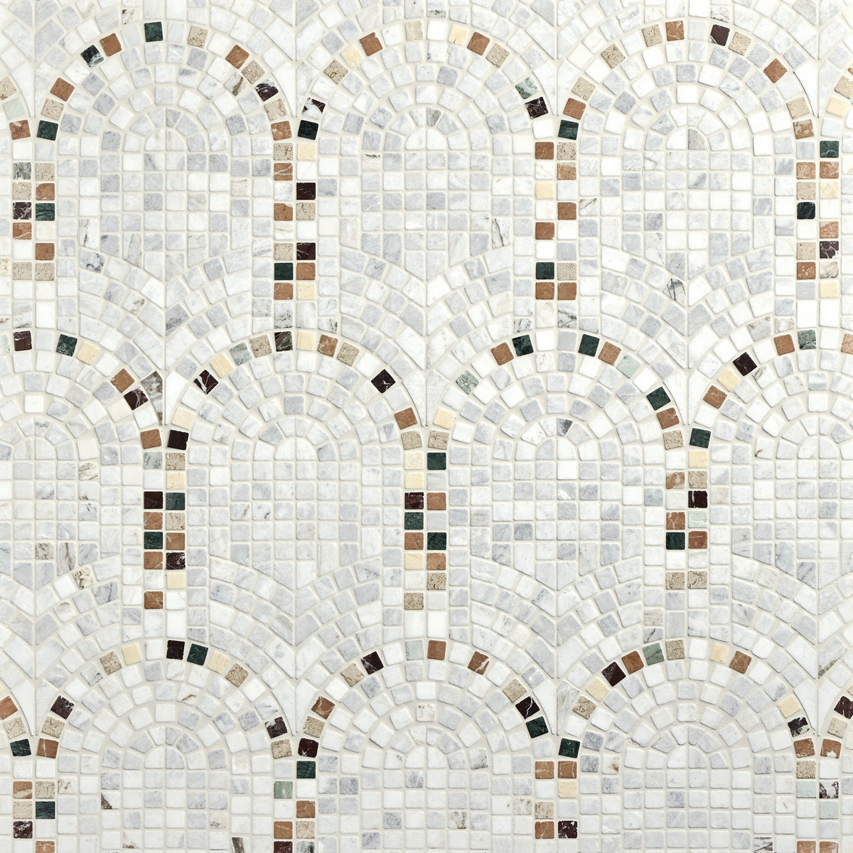 Daltile Renderra Lyon Mystic Blend Grand Hall Framed Fan Brushed Mosaic Natural Stone Tile