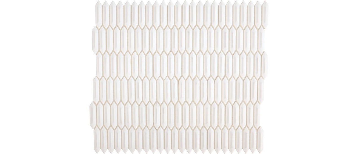 Daltile Revalia Remix Calming White Picket 1x4 Glossy Mosaic Tile