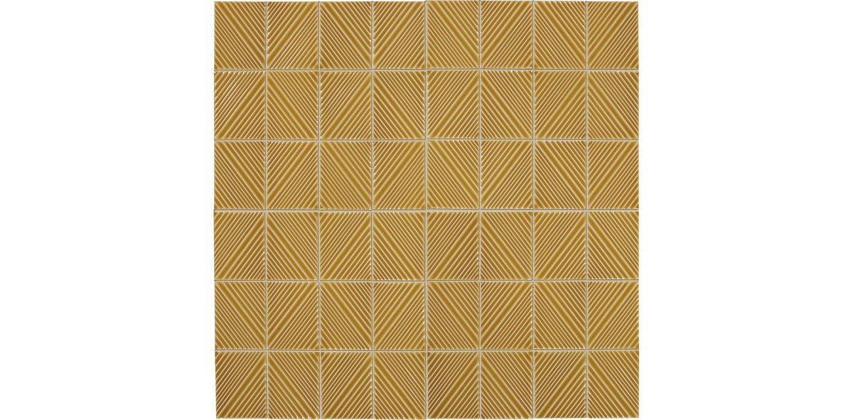 Daltile Revalia Remix Mustard Structural 3x4 Glossy Mosaic Tile