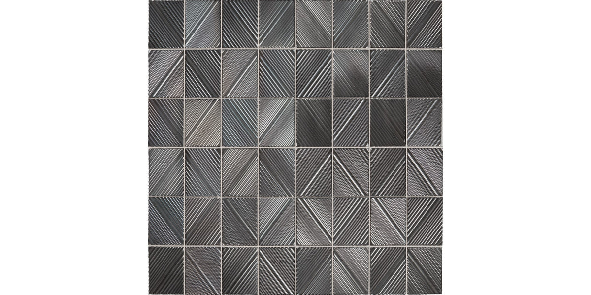 Daltile Revalia Remix Metallic Gray Structural 3x4 Glossy Mosaic Tile