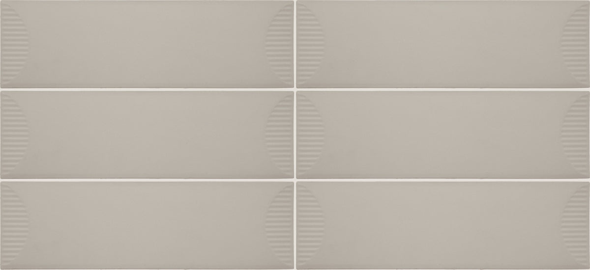 Daltile Stencil Beige Rectangle 4x12 Half Moon Matte Wall Tile