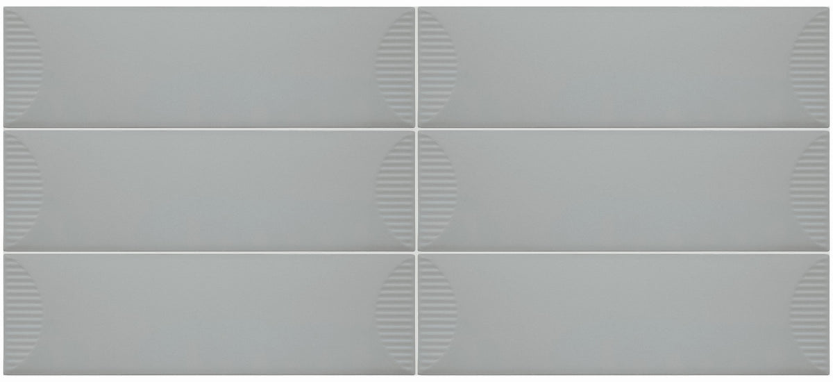 Daltile Stencil Grey Rectangle 4x12 Half Moon Matte Wall Tile