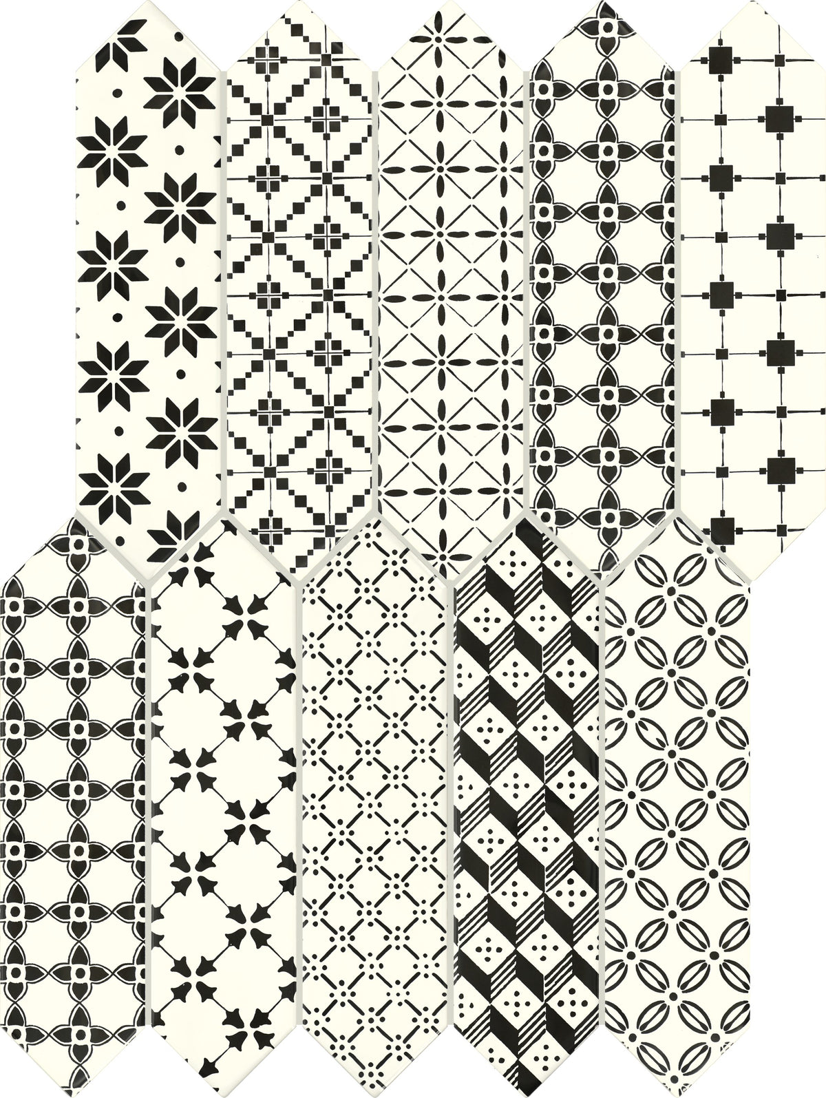 Daltile Stagecraft Ensemble Black Mix 3x12 Glossy Wall Tile Deco