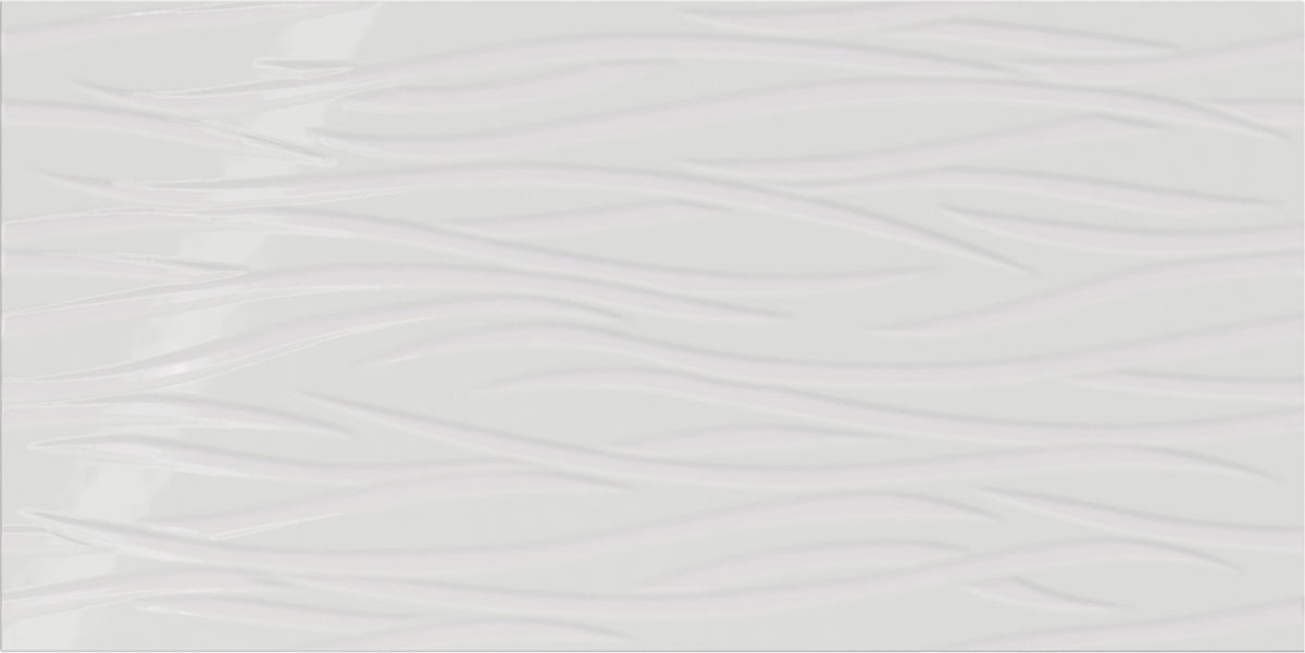 Daltile Showscape Stylish White Rectangle 12x24 Brushstroke Textured Wall Tile