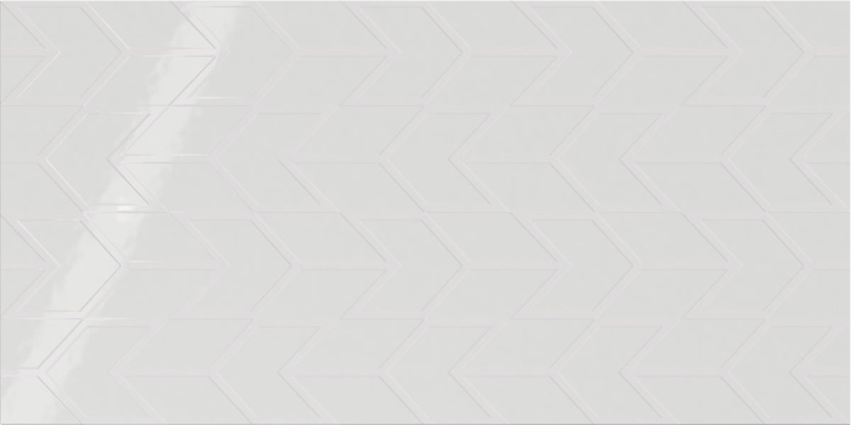Daltile Showscape Stylish White Rectangle 12x24 Chevron Textured Wall Tile