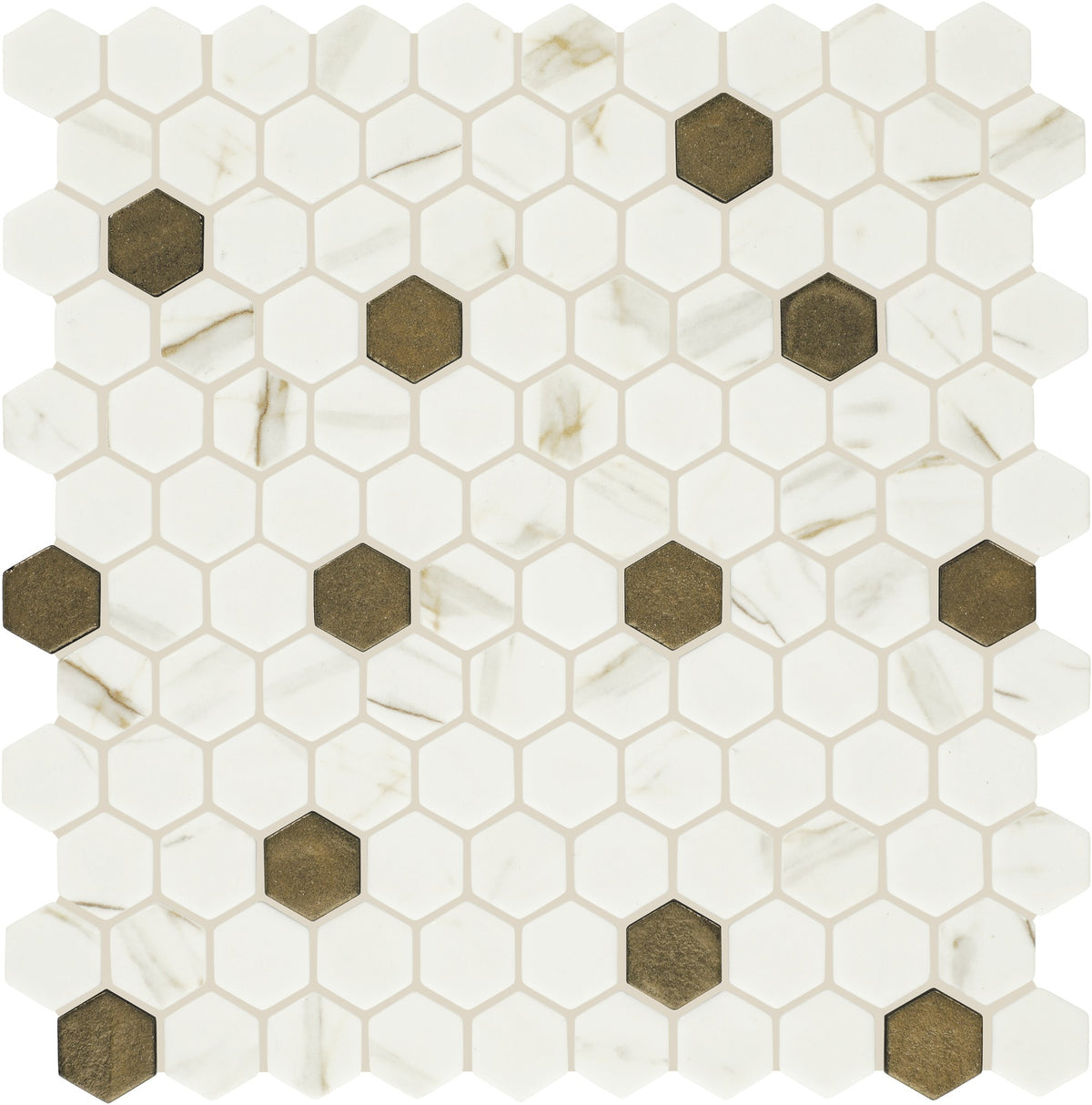 Daltile Uptown Glass Posh Chiffon Hexagon 1 Mixed Mosaic Tile