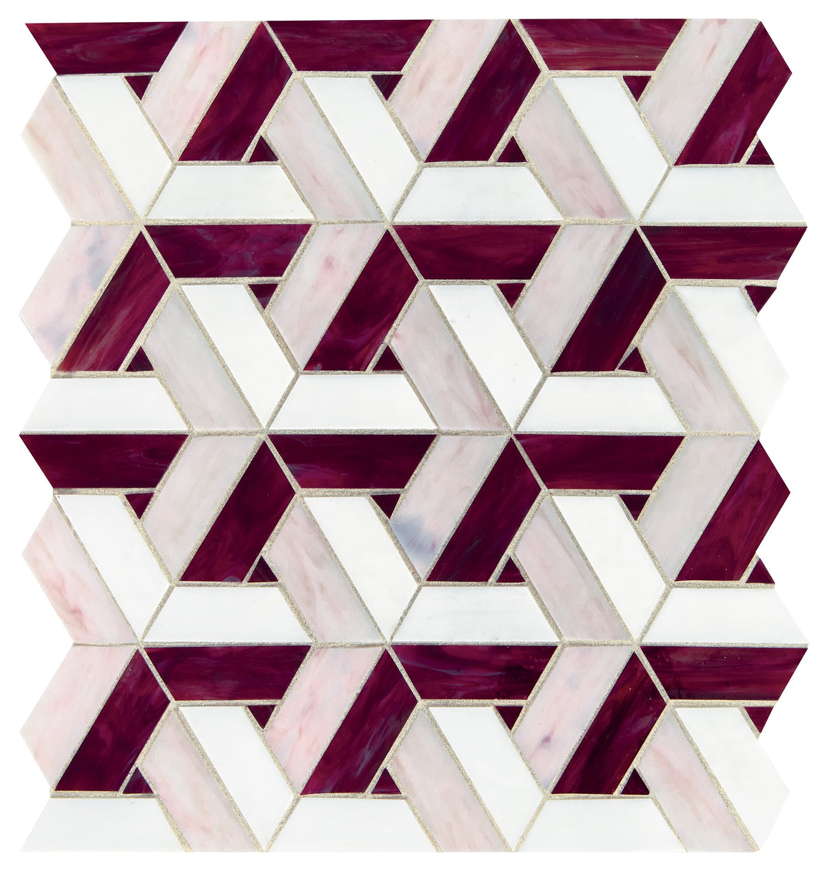 Daltile Vivify Bordeaux Trapezoid 1x3 Glass Mosaic Tile
