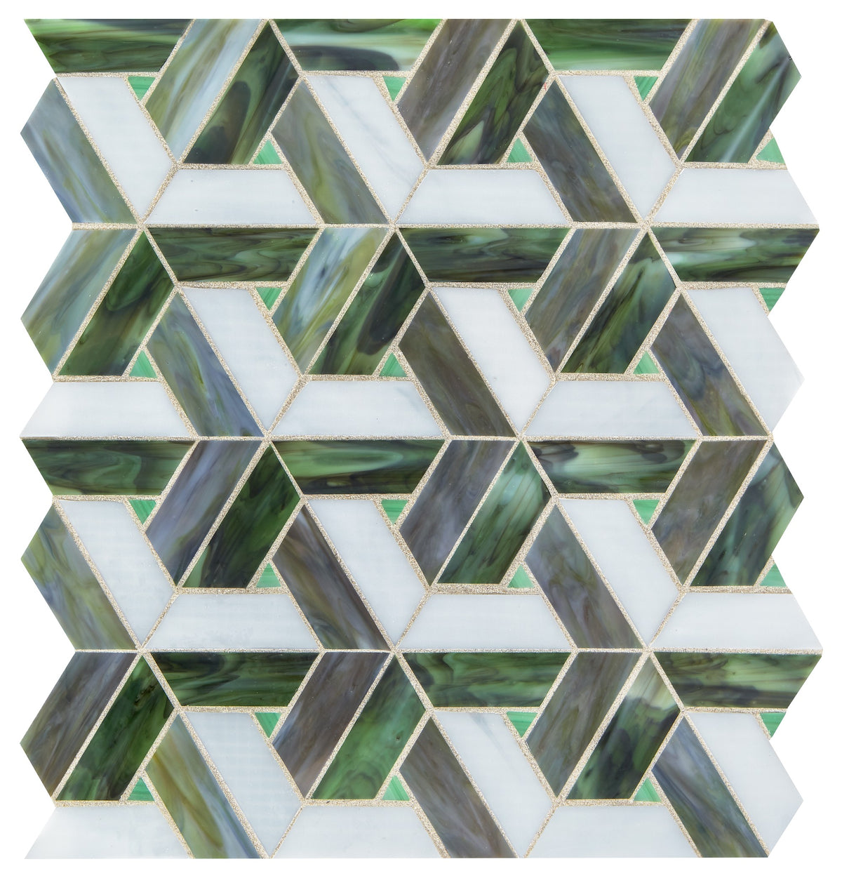 Daltile Vivify Enchanted Green Trapezoid 1x3 Glass Mosaic Tile