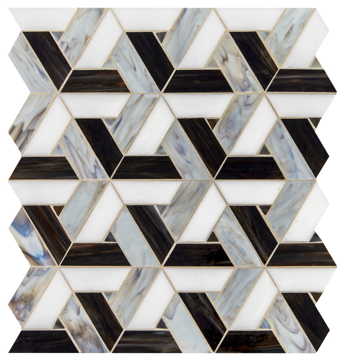 Daltile Vivify Midnight Dream Trapezoid 1x3 Glass Mosaic Tile
