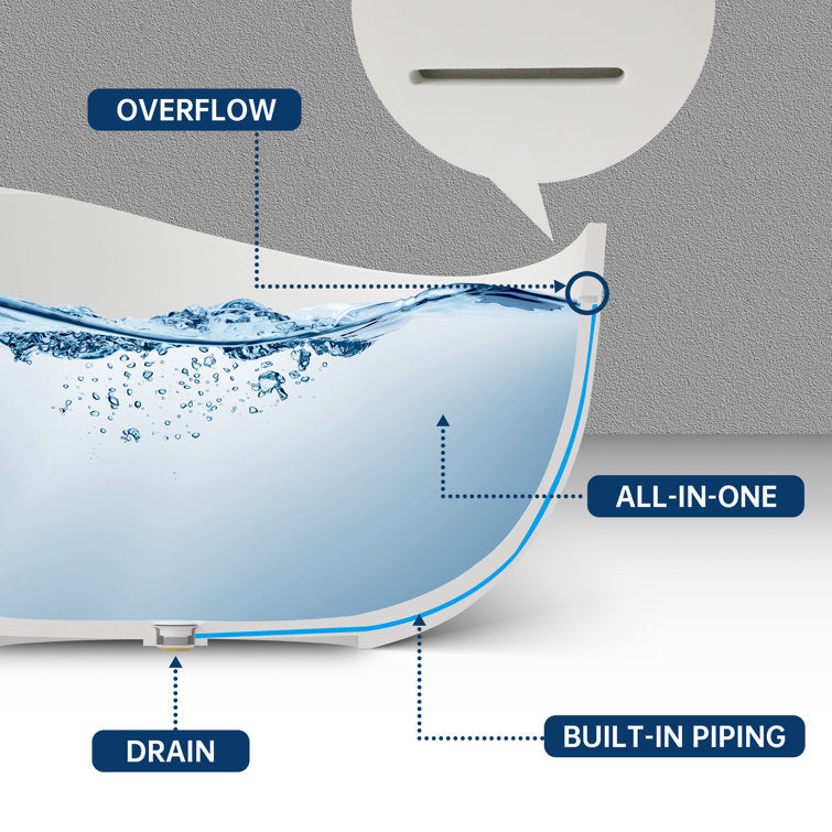 New England Home Goods Vinson 71" Freestanding Tub in White - Stone Resin Solid Surface