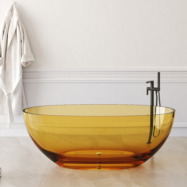 New England Home Goods Whitehaven 61" Freestanding Tub in White - Stone Resin Solid Surface