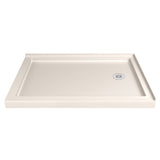 DreamLine SlimLine 36 in. D x 48 in. W x 2 3/4 in. H Right Drain Double Threshold Shower Base in Biscuit