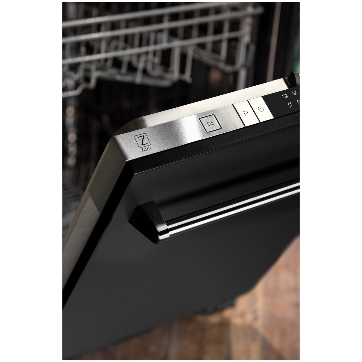 ZLINE 24 in. Top Control Dishwasher with Black Matte Panel and Traditional Style Handle, 52dBa (DW-BLM-24)