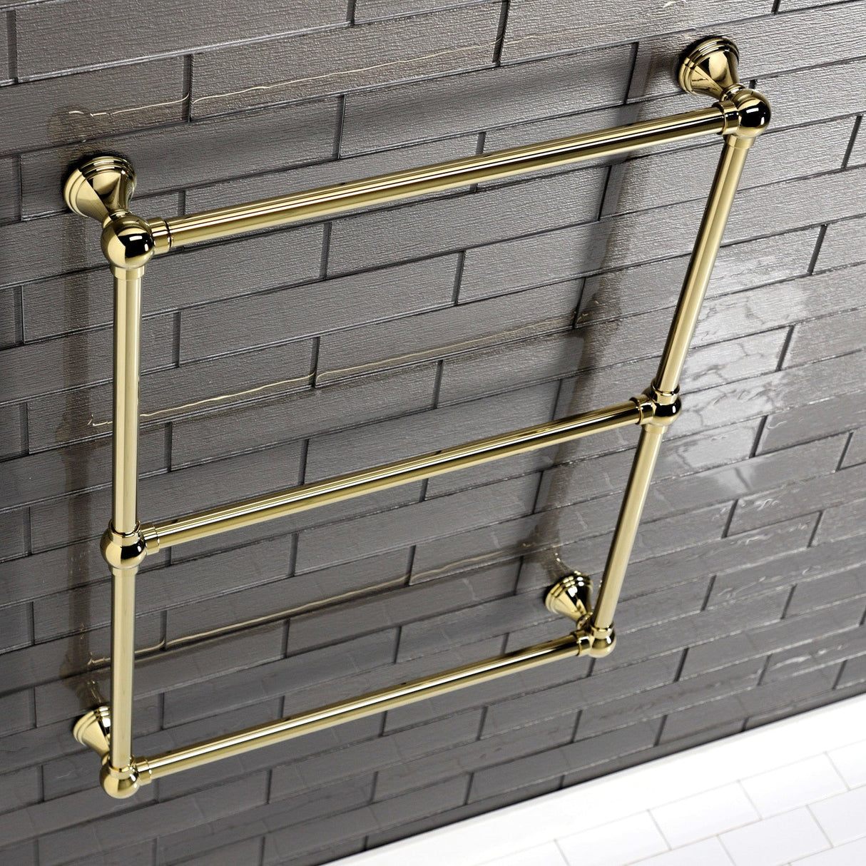 Maximilien DTC322419PB 24-Inch Wall Mount 3-Bar Towel Rack, Polished Brass