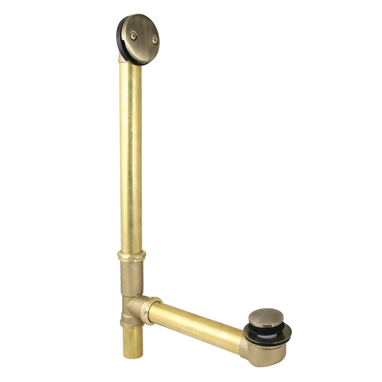 Made To Match DTT2203 25-Inch Brass Toe Touch Tub Waste and Overflow, Antique Brass