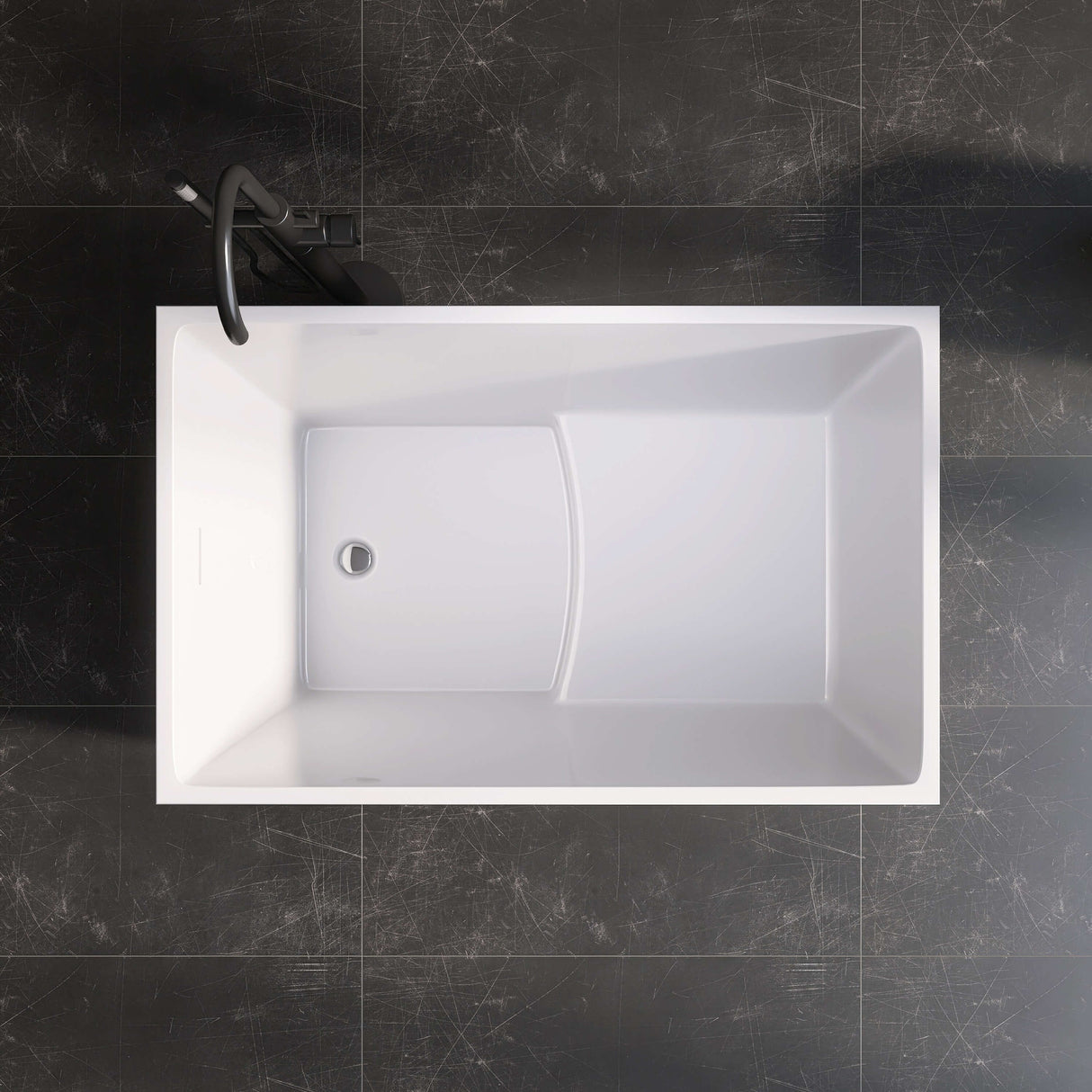 New England Home Goods Whitney 43" Freestanding Tub in White - Stone Resin Solid Surface