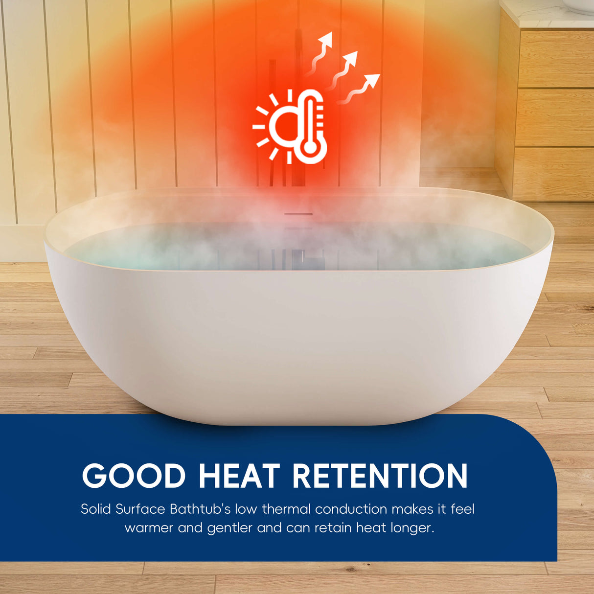 New England Home Goods Clearwater 59" Freestanding Tub in White - Stone Resin Solid Surface