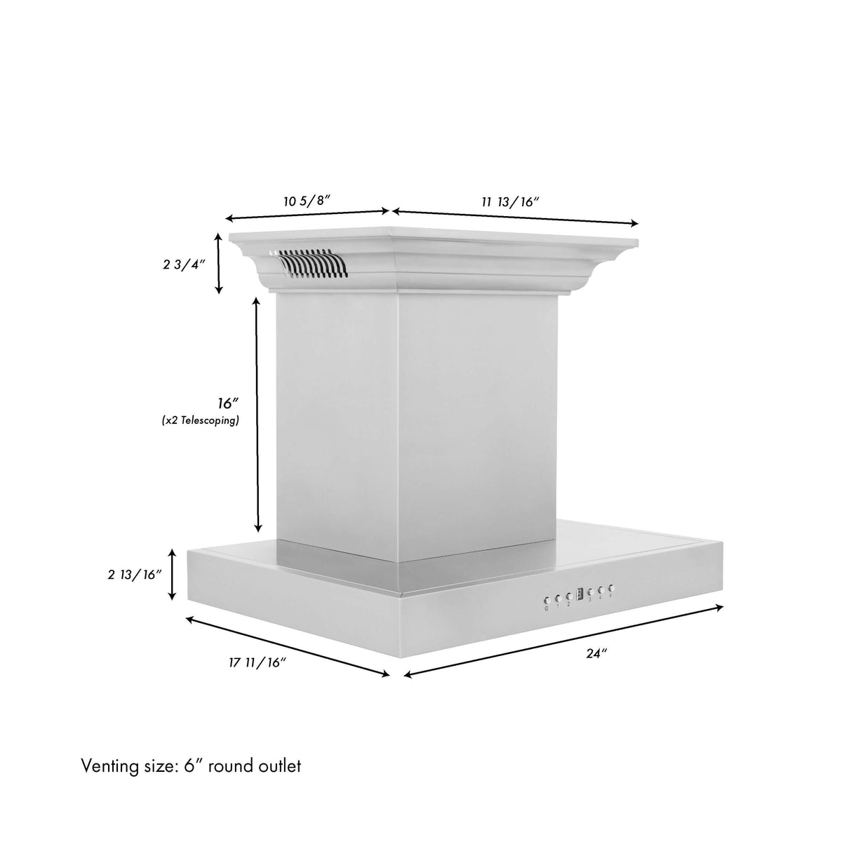 ZLINE Wall Mount Range Hood In Stainless Steel With Built-In CrownSound Bluetooth Speakers (KECRN-BT)