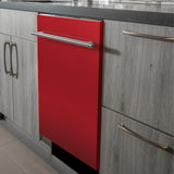 ZLINE 24 in. Top Control Dishwasher with Red Matte Panel and Modern Style Handle, 52dBa (DW-RM-H-24)