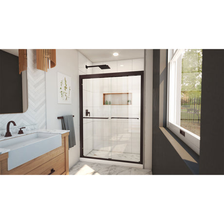 DreamLine Duet Plus 50-54 in. W x 72 in. H Semi-Frameless Bypass Sliding Shower Door in Oil Rubbed Bronze