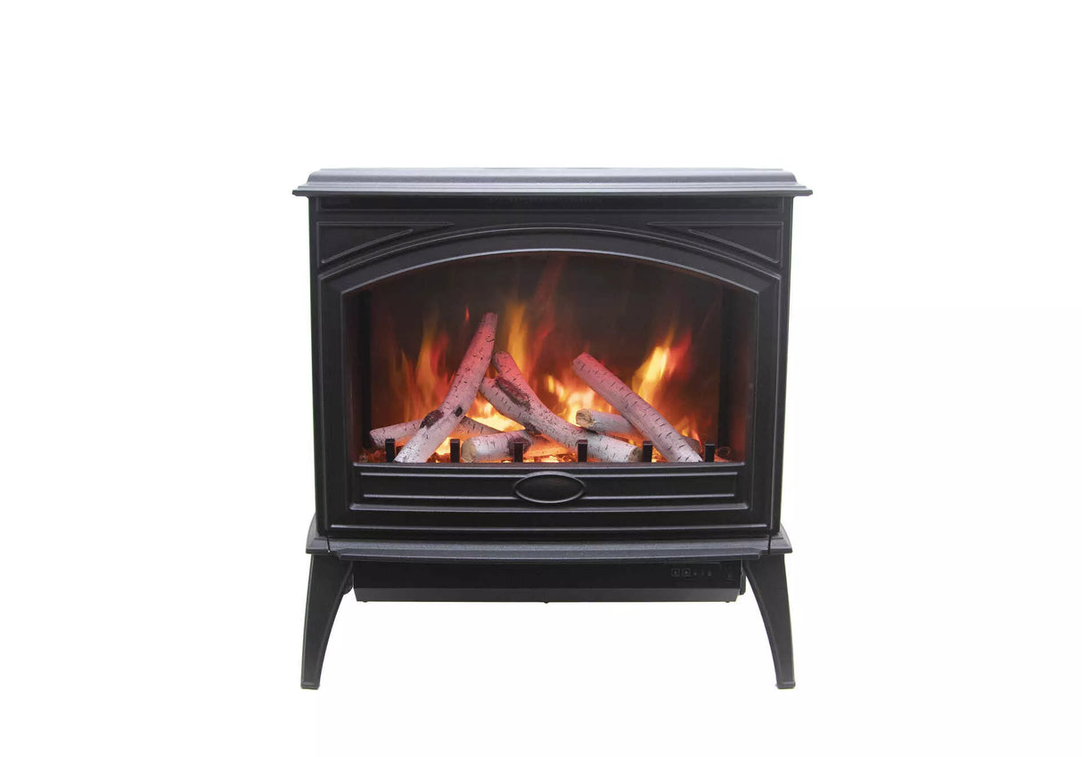 Amantii E70-NA Lynwood Series - 70 cm Freestand Electric Stove Featuring a Cast Iron Frame and a 10 Piece Birch Log Set