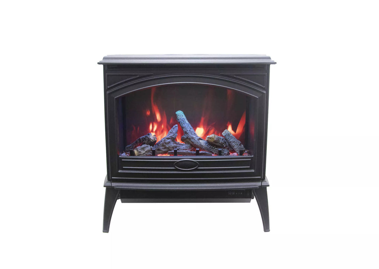 Amantii E50-NA Lynwood Series - 50 cm Freestand Electric Stove Featuring a Cast Iron Frame and a 10 Piece Birch Log Set