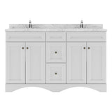 Virtu USA Talisa 60" Double Bath Vanity in White with White Quartz Top and Round Sinks - Luxe Bathroom Vanities