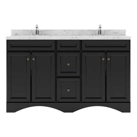 Virtu USA Talisa 60" Double Bath Vanity in White with White Quartz Top and Square Sinks - Luxe Bathroom Vanities