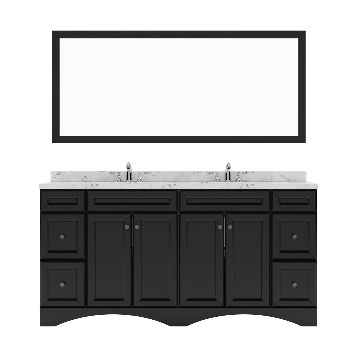 Virtu USA Talisa 72" Double Bath Vanity in White with White Quartz Top and Round Sinks with Polished Chrome Faucets with Matching Mirror - Luxe Bathroom Vanities