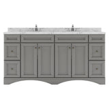 Virtu USA Talisa 72" Double Bath Vanity with White Quartz Top and Round Sinks with Brushed Nickel Faucets with Matching Mirror