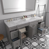 Virtu USA Talisa 72" Double Bath Vanity with White Quartz Top and Square Sinks with Matching Mirror