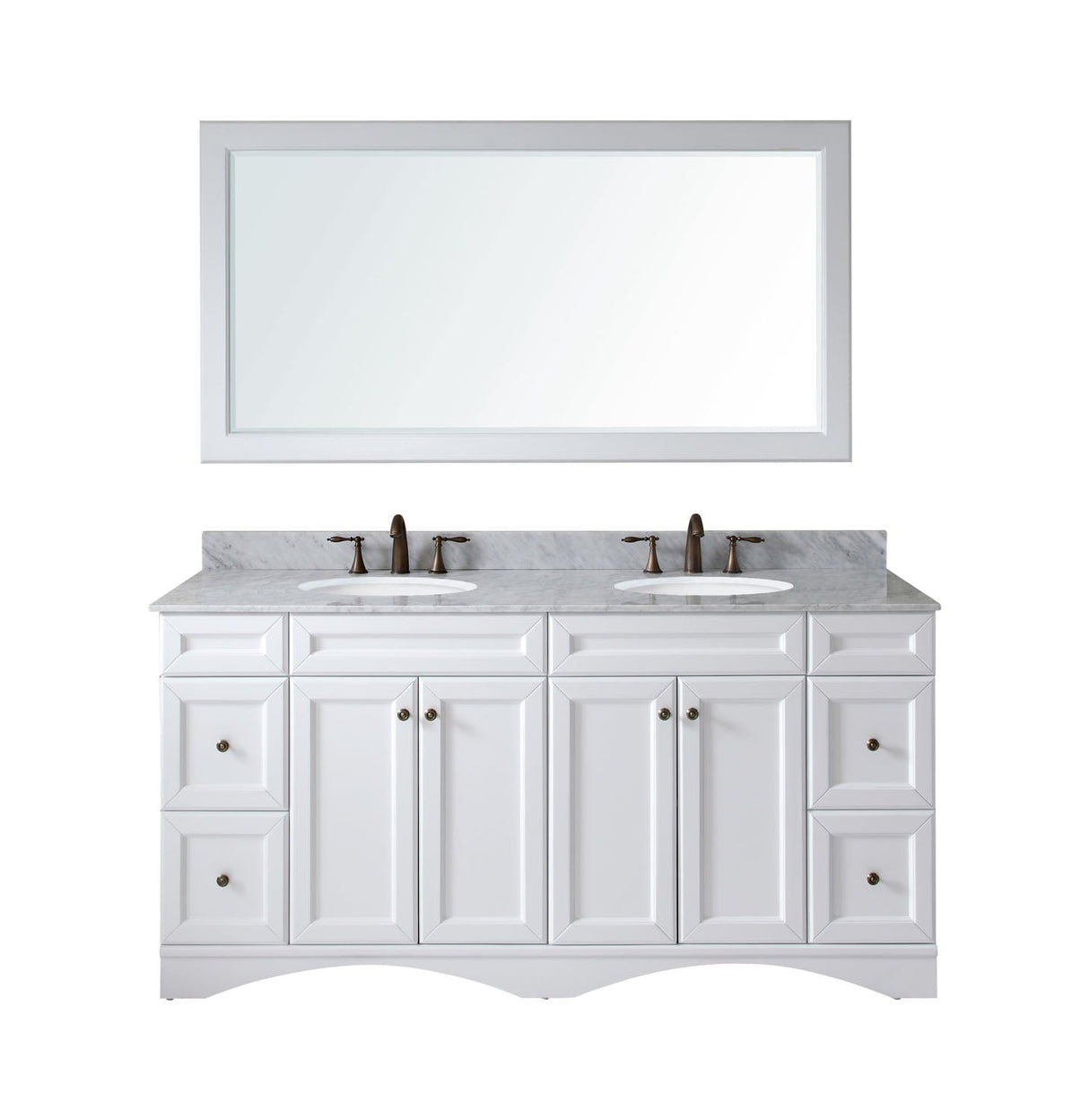 Virtu USA Talisa 72" Double Bath Vanity with Marble Top and Round Sink with Mirror - Luxe Bathroom Vanities