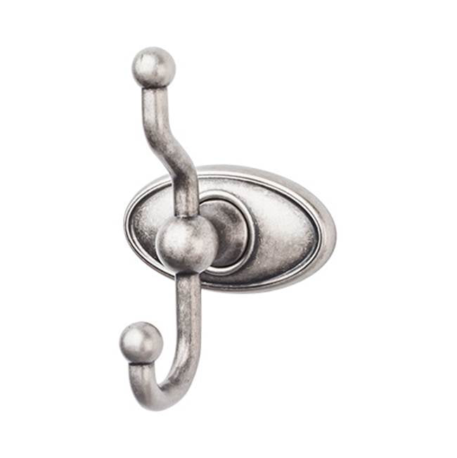 Top Knobs ED2C Edwardian Bath Double Hook  - Oval Backplate - Antique Pewter