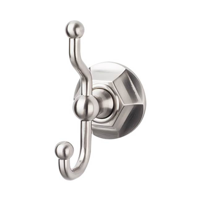 Top Knobs ED2B Edwardian Bath Double Hook  - Hex Backplate - Brushed Satin Nickel