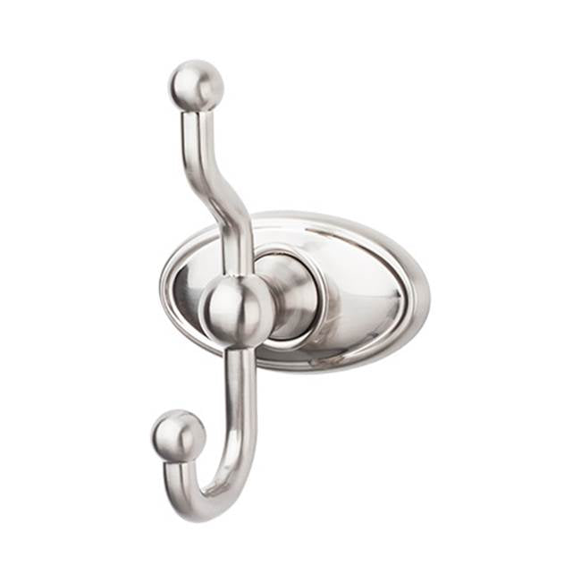 Top Knobs ED2C Edwardian Bath Double Hook  - Oval Backplate - Brushed Satin Nickel