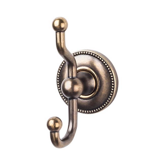 Top Knobs ED2A Edwardian Bath Double Hook  - Beaded Backplate - German Bronze