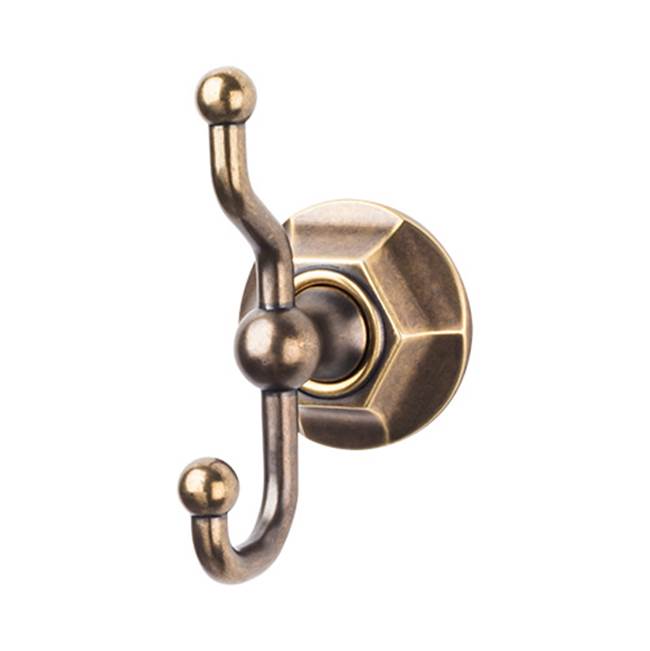 Top Knobs ED2B Edwardian Bath Double Hook  - Hex Backplate - German Bronze