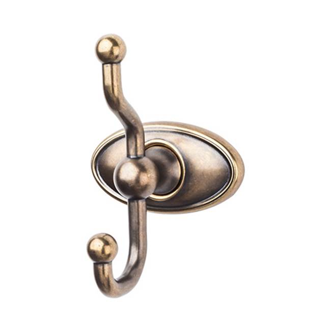Top Knobs ED2C Edwardian Bath Double Hook  - Oval Backplate - German Bronze