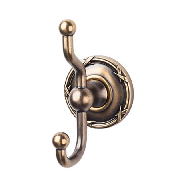 Top Knobs ED2E Edwardian Bath Double Hook  - Ribbon Backplate - German Bronze